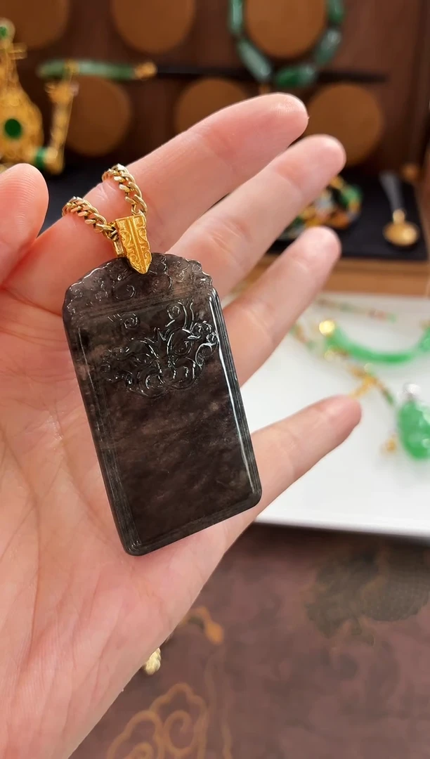 吊坠(不含链)18K金镶嵌翡翠吊坠