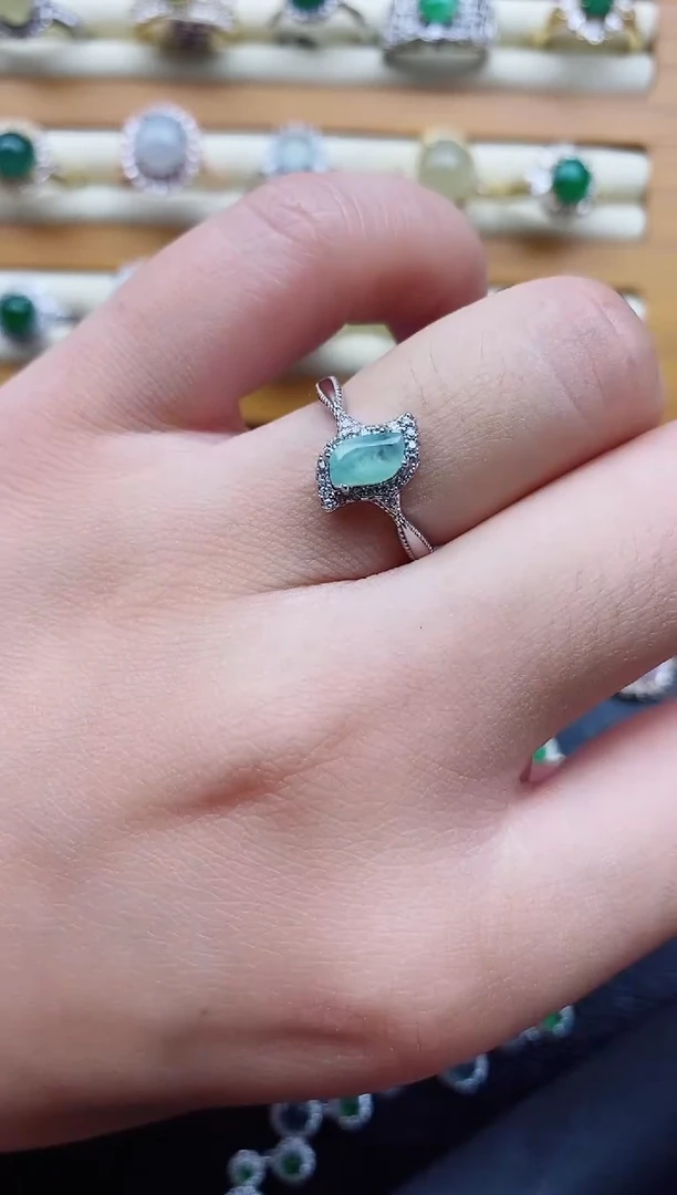 银S925镶嵌戒指翡翠1