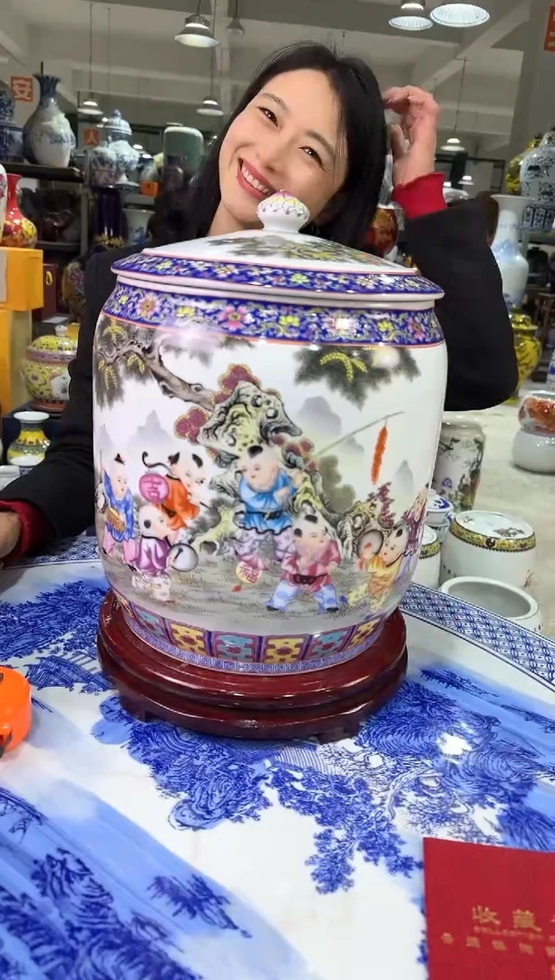 【闪购商品】陶瓷景德镇陶瓷储物罐带底座