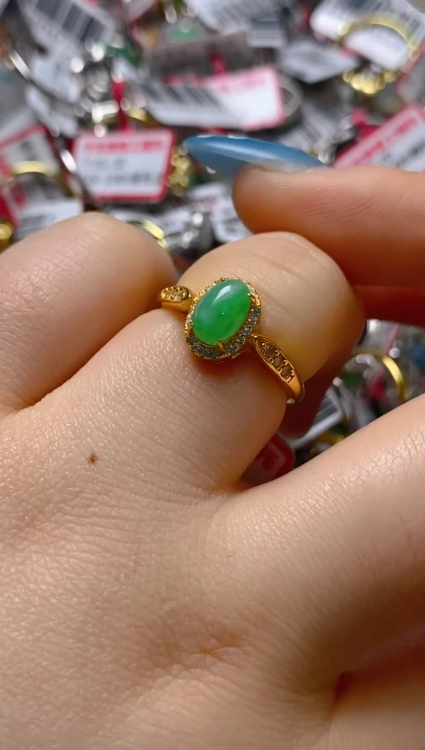 银S925镶嵌戒指翡翠百内无证书