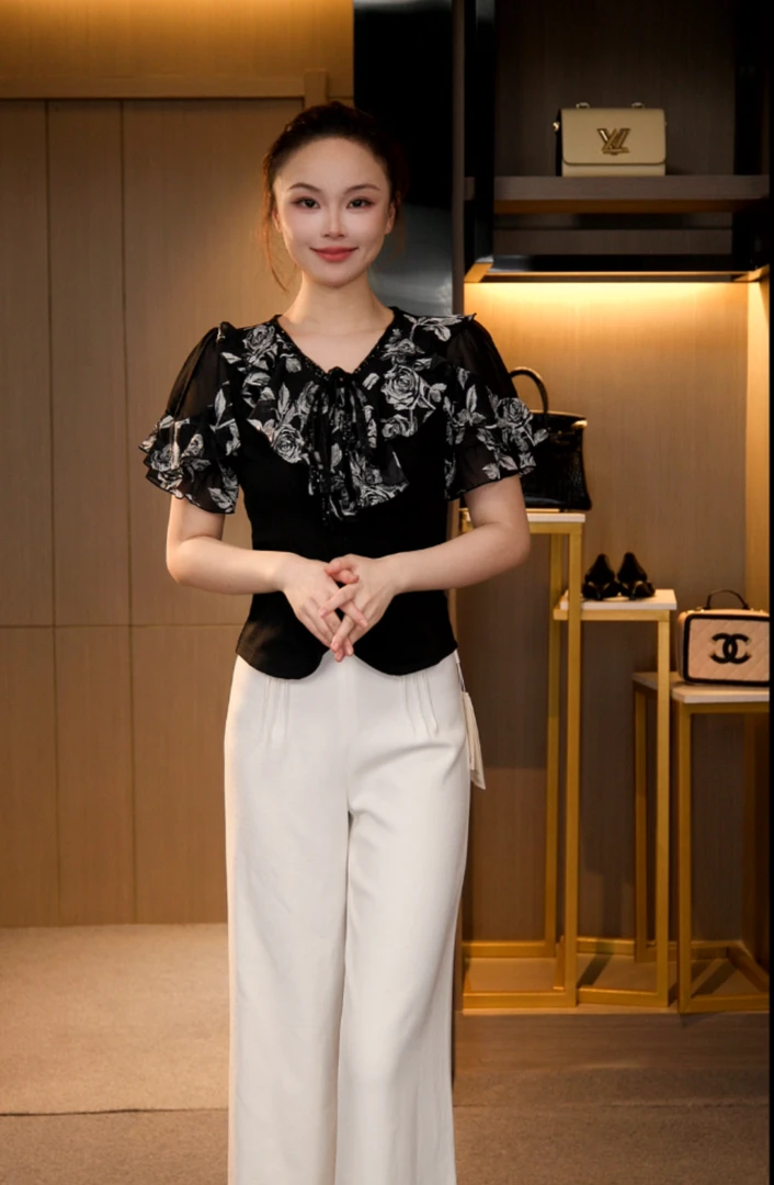 L4X1766 法式显瘦气质棉T恤上衣