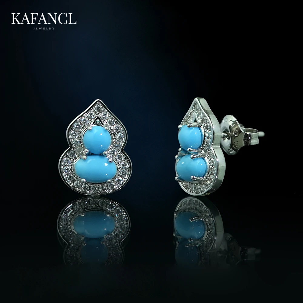 红楼 925银针 蓝镶葫芦气质时尚小众女耳钉 ZR-A723