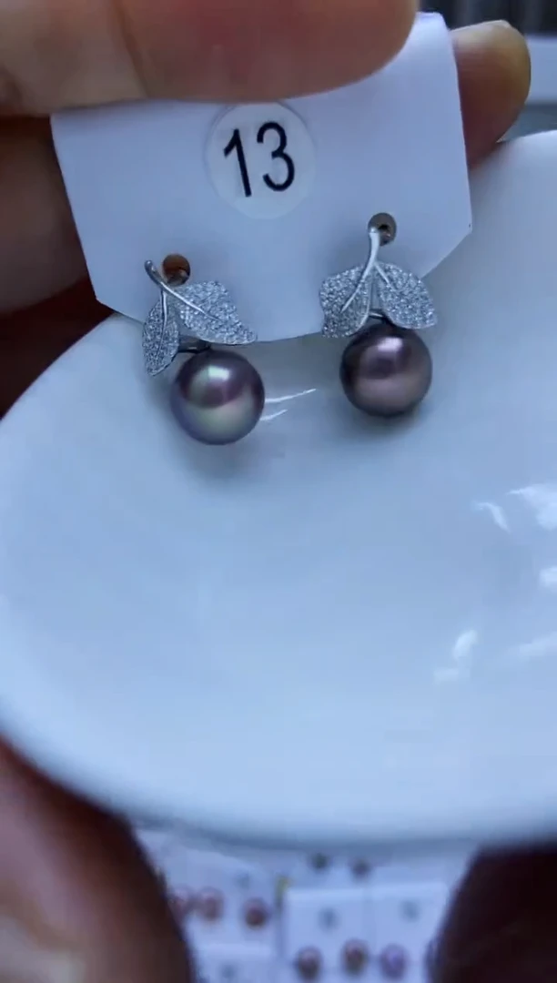 银S925镶嵌耳饰淡水珍珠13