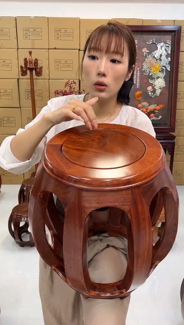 花梨木类家具亚花梨花梨色大号鼓凳八张