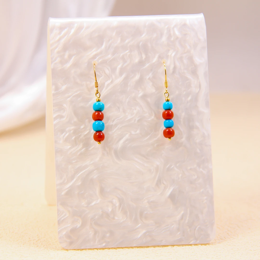 【库存放价】S925银绿松石老型南红耳环 发货一对  LX020533