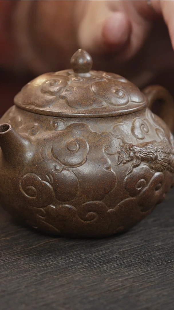 【闪购商品】紫砂茶叶罐古法烧堆绘祥云龙茶壶