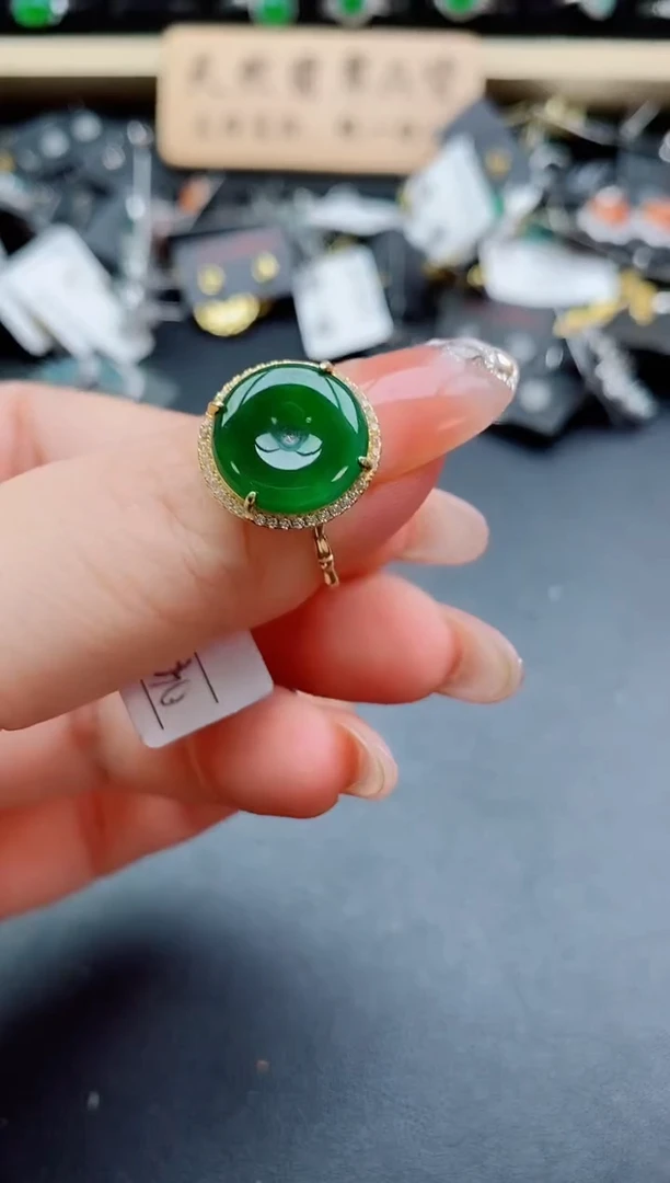 银S925镶嵌戒指翡翠1