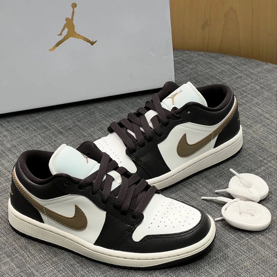 Air Jordan 1 Low男女款低帮棕色金钩摩卡运动休闲板鞋官方正品
