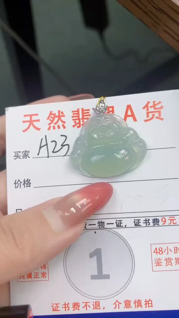 颈饰18K金镶嵌翡翠天然A货翡翠挂件