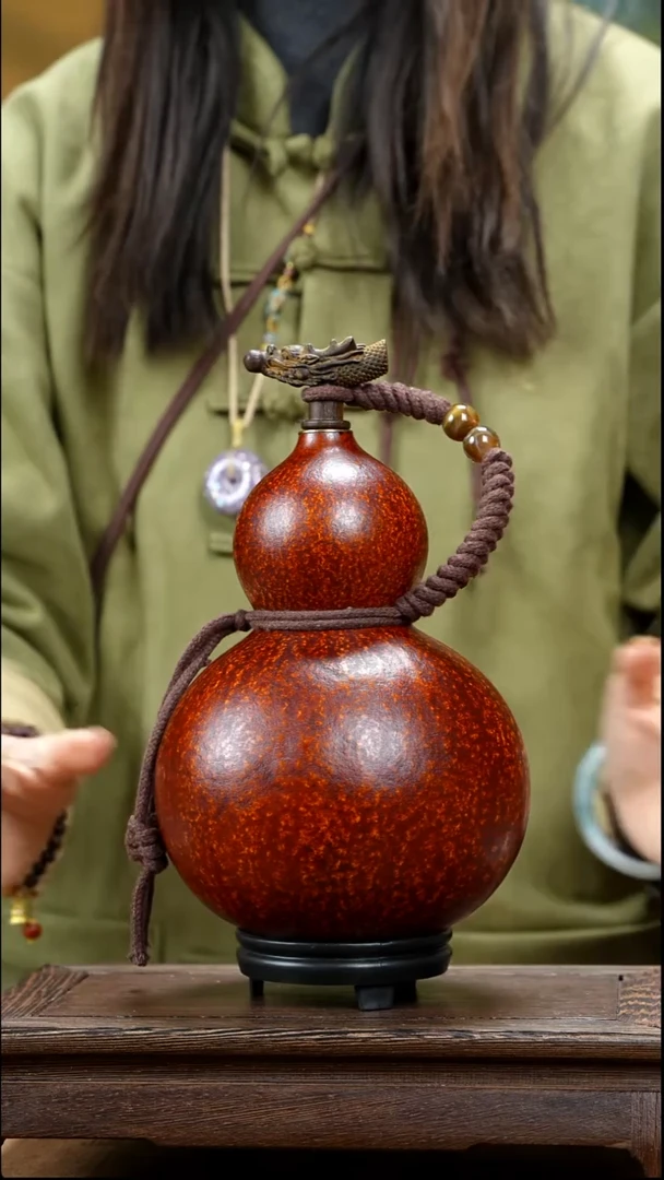 YE124精品藏绳款天然酒葫芦（一物一拍）+原色小手捏