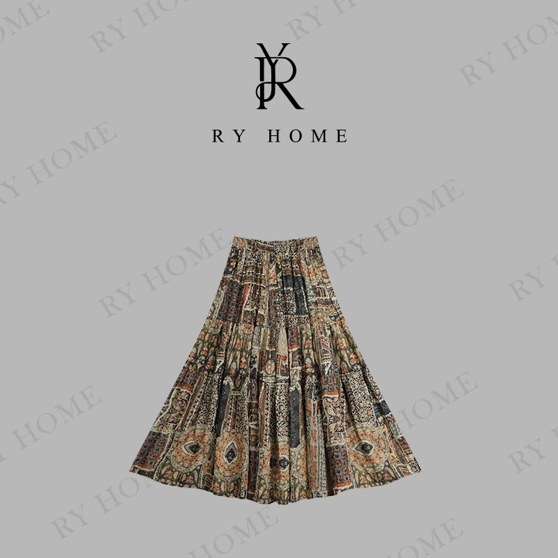 【容雨RYHOME】文艺复古碎花半身裙251Q1318