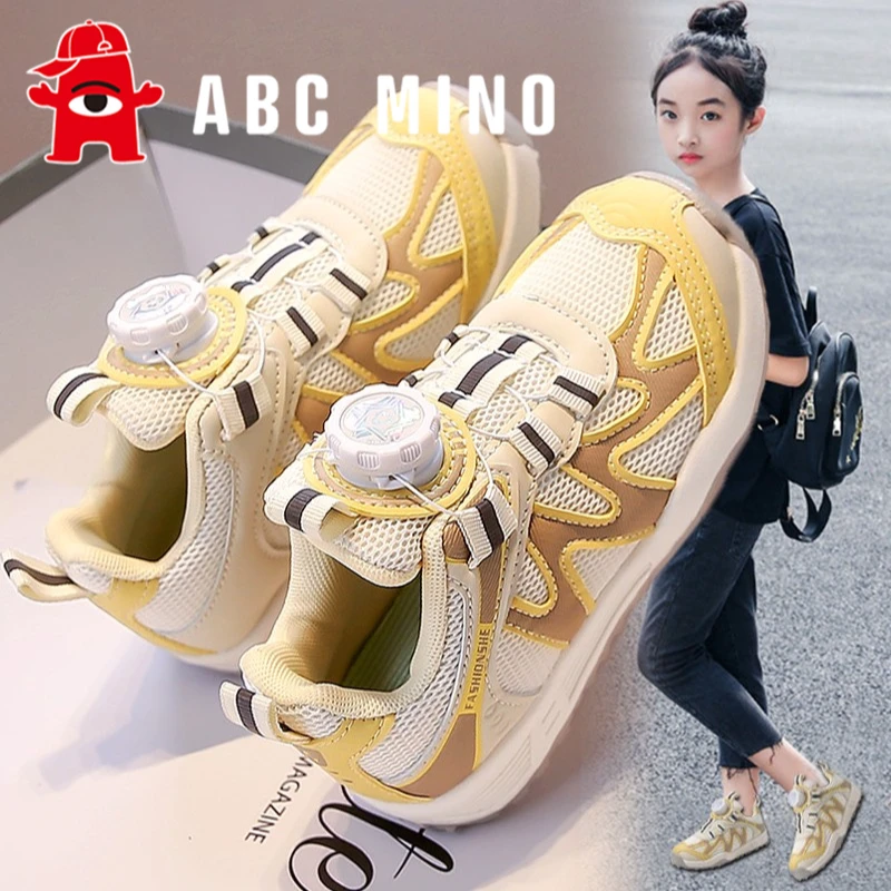 ABC MINO女童鞋2025新款春秋儿童软底运动鞋女孩轻便休闲鞋中大童