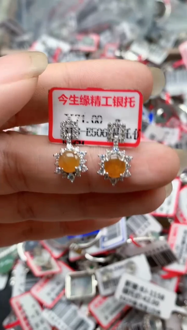 银S925镶嵌戒指翡翠天然A货缅甸翡翠