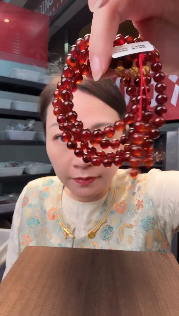 琥珀颈饰未镶嵌血珀7mm108 多样性发其一