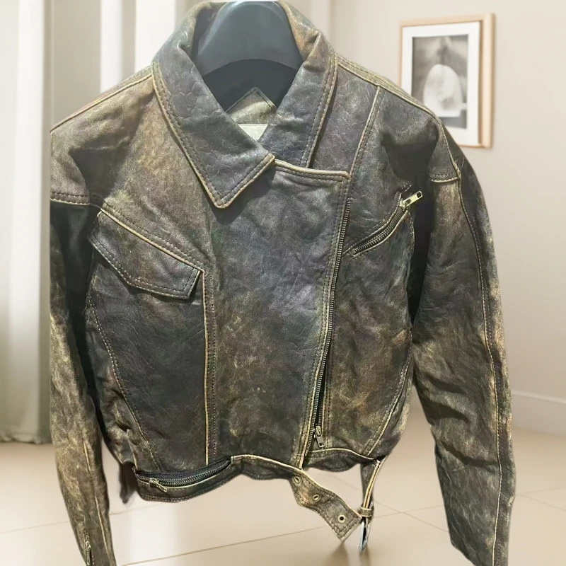 吕小木古着真皮外套直播间过款主播喊名字去下单