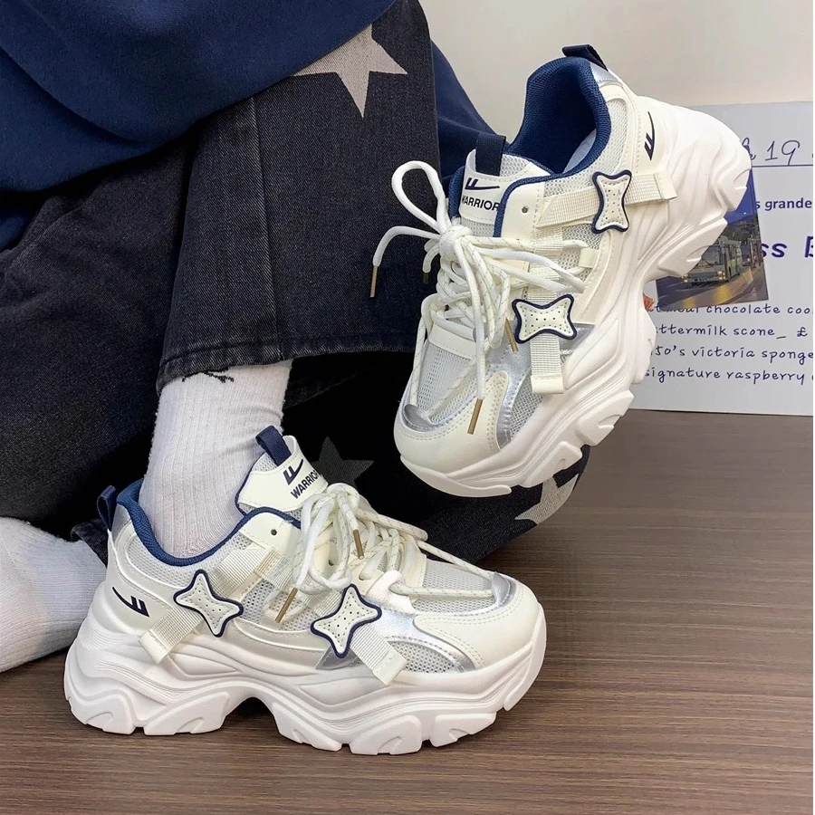 回力雾霾蓝星星老爹鞋女2025新款爆款厚底运动鞋韩版百搭休闲鞋女