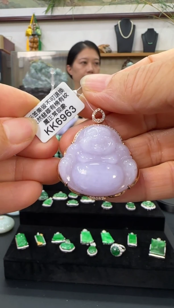 翡翠18K金镶嵌颈饰KK6963佛公