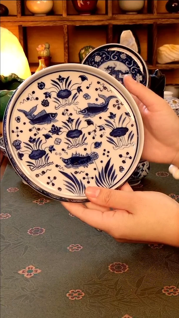 【手工手绘鱼藻壶承】