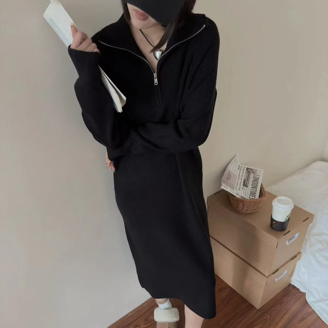 贝姐同款【福利中长款立领针织连衣裙】6123冬季新款韩版针织衫