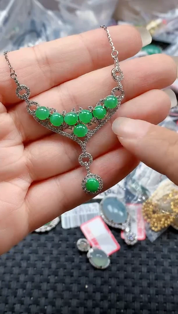 银S925镶嵌戒指翡翠天然A货缅甸翡翠