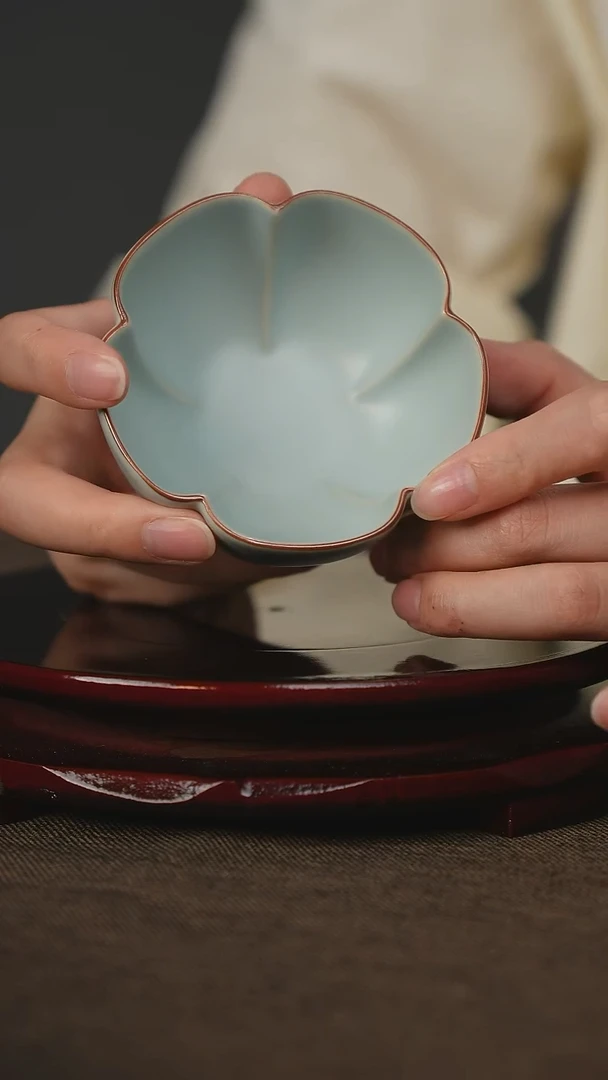 五瓣梅花杯汝瓷i主人杯