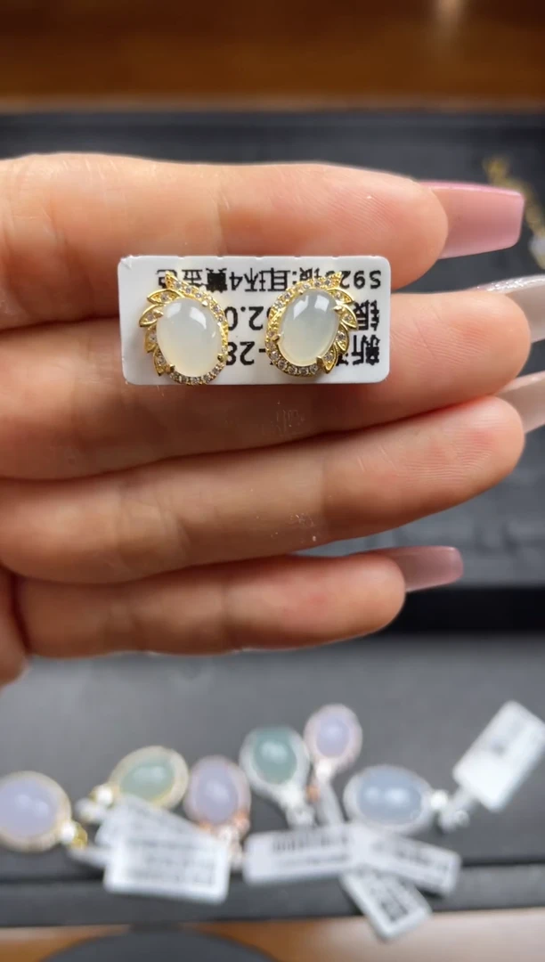 银S925镶嵌戒指翡翠天然翡翠A货