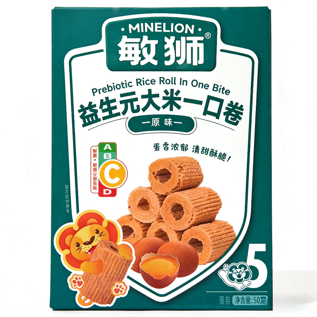 【益生元一口卷-原味/草莓】敏狮益生元酥脆大米零食一口卷50g*1