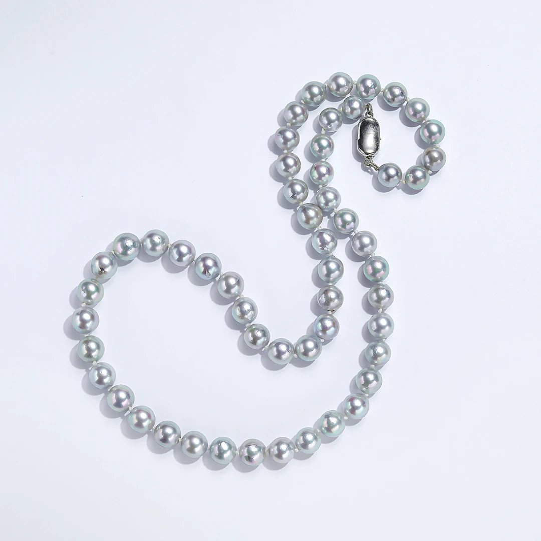 海水珍珠 7-8mm 真多麻珍珠项链 S925银 ZH13100