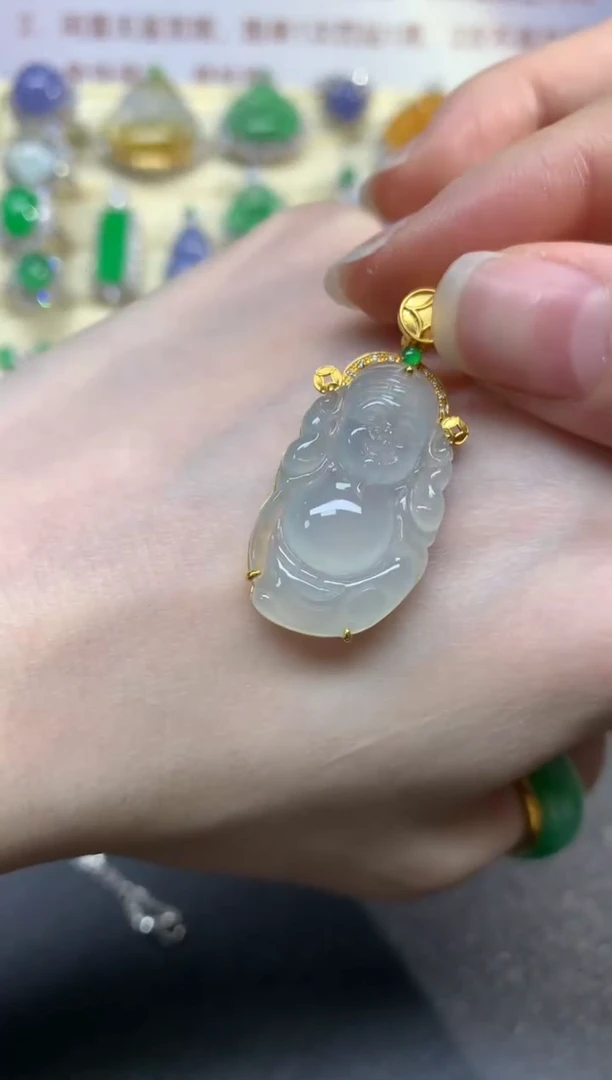 翡翠18K金镶嵌吊坠(不含链)吊坠|2500+250