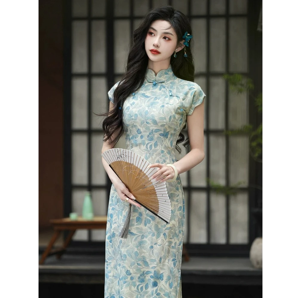 【清绝梨花】少女风年轻旗袍夏季新款江南日常可穿中长款旗袍小个子