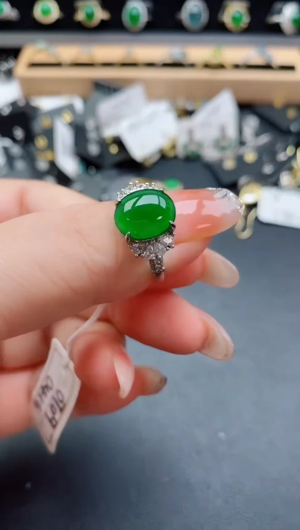 银S925镶嵌戒指翡翠1