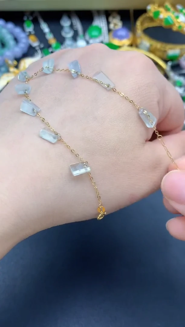 18K金镶嵌手链翡翠71-春日珠宝