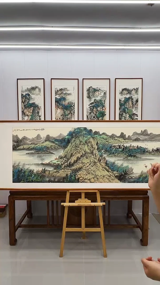 国画隗寿群  220*80  千里江山图