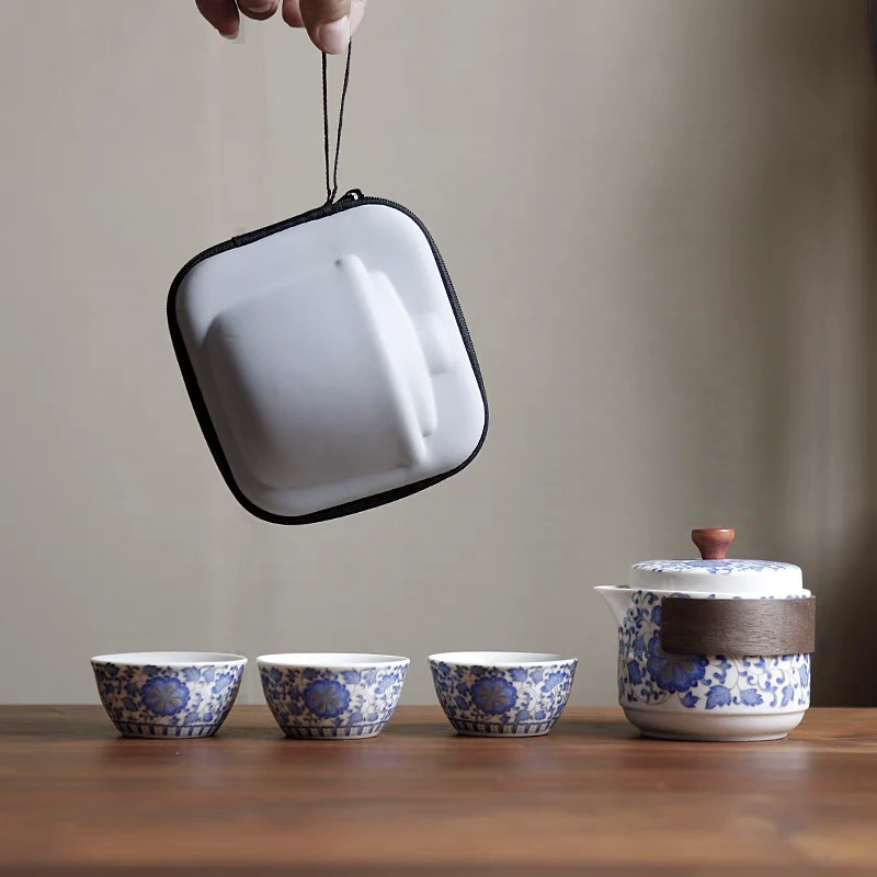 SL单人一壶一杯便携式三杯功夫旅行户外茶具泡茶套装KK 0235