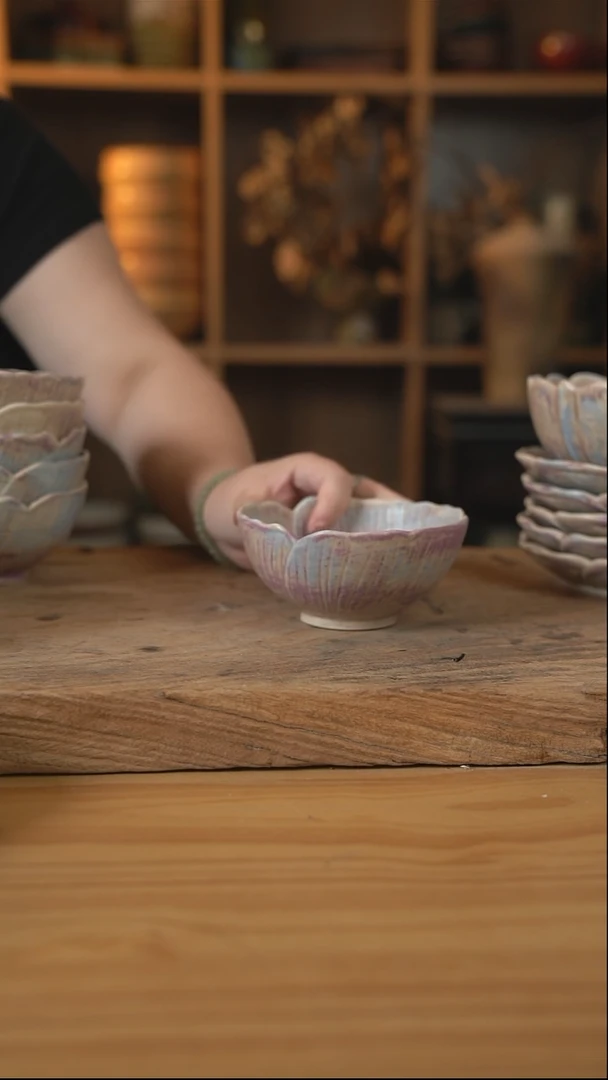 紫色系列的银杏叶小碗