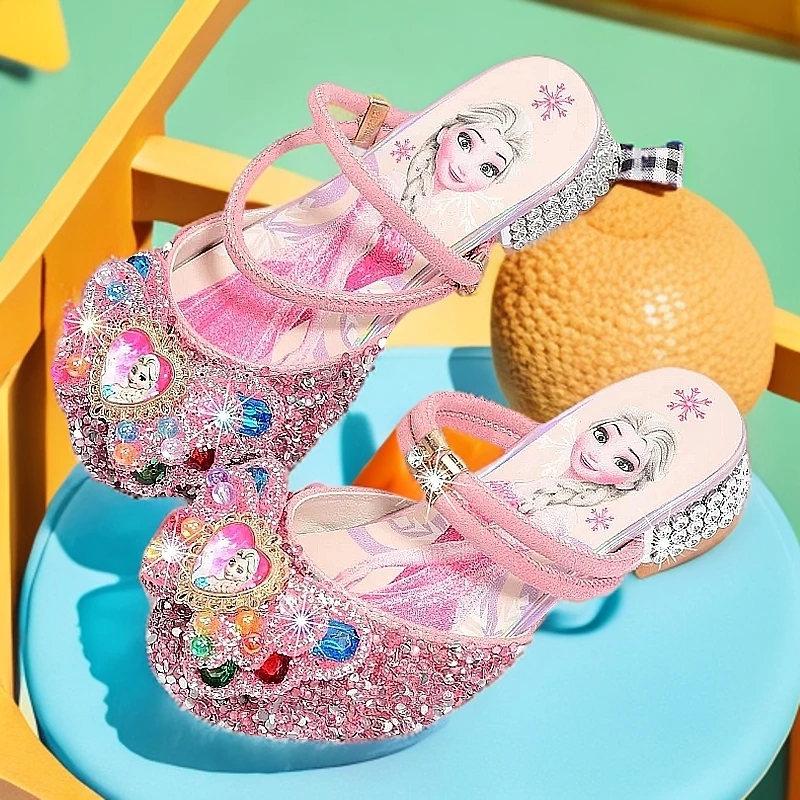 冰雪奇缘儿童高跟鞋2-6岁拖鞋夏季室内拖鞋女童凉鞋室外防滑公主