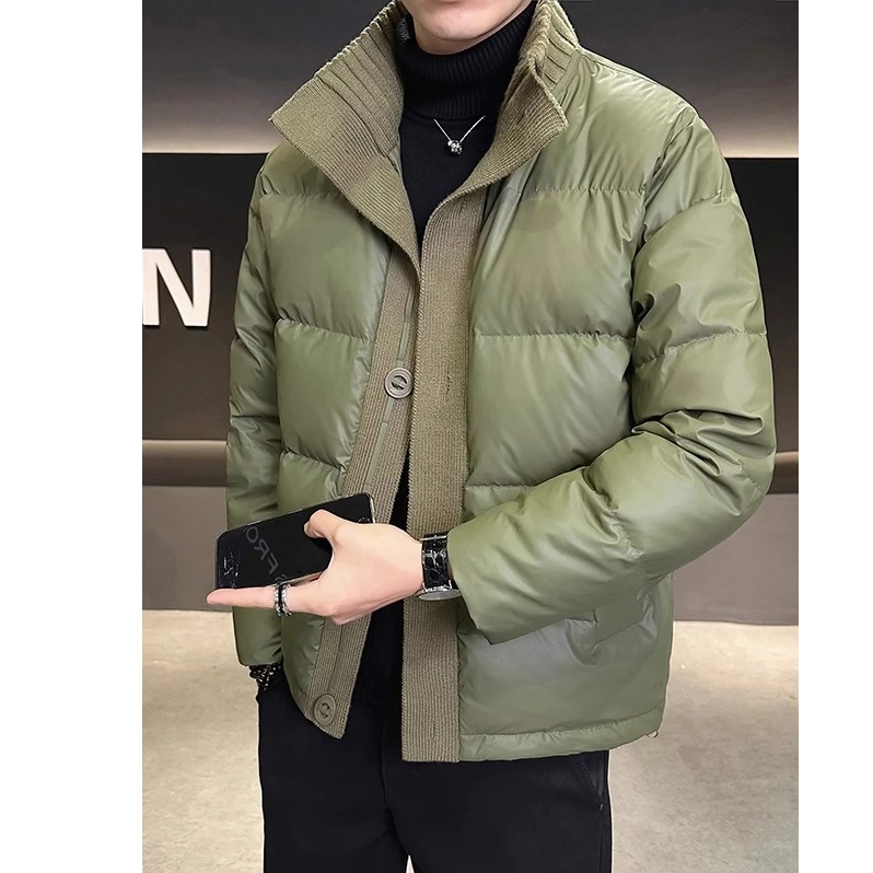 莫安摩萨利皮衣针织羽绒服男短款加厚保暖潮牌外套冬季新款潮流