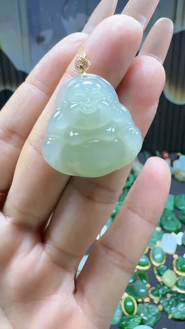 【闪购商品】和田玉挂件18K金镶嵌1