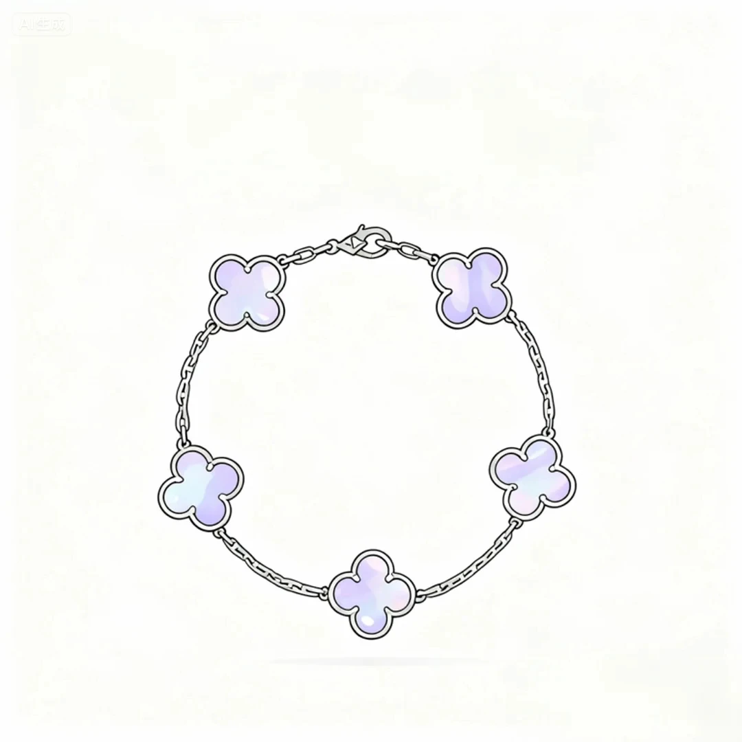 合金贝壳手链 五朵花花 四片小叶 对版 手链饰品