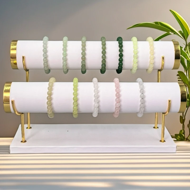 8mm高品质天然和田玉手串晴水湖水绿烟紫藕粉多样性发拍一发一