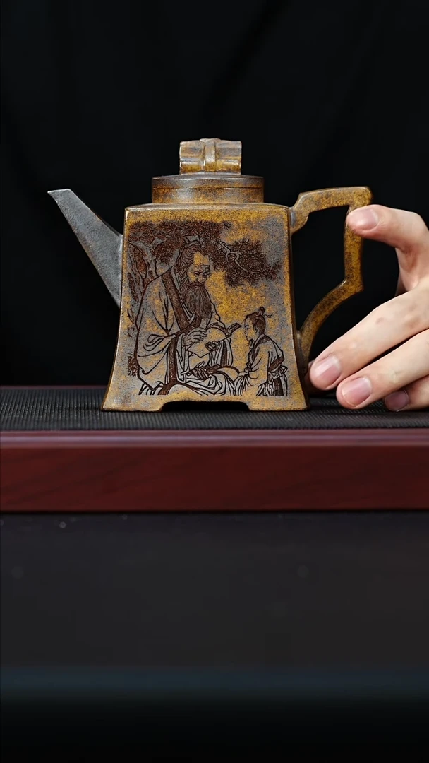 茶壶紫砂宜兴紫砂 高汉方 龙骨金砂 陈红h454