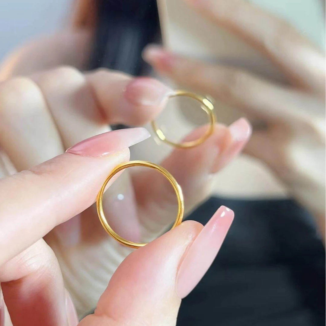 5D足金999 水贝亮面素圈黄金戒指简约精致送对象礼物