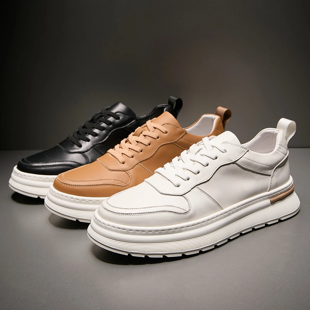2025夏季新款男鞋真皮透气时尚百搭小白鞋头层牛皮运动休闲板鞋男