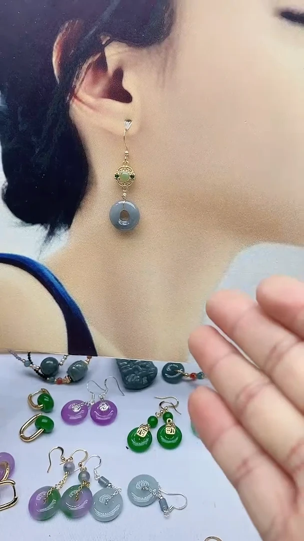 翡翠14K金镶嵌耳饰翡翠388