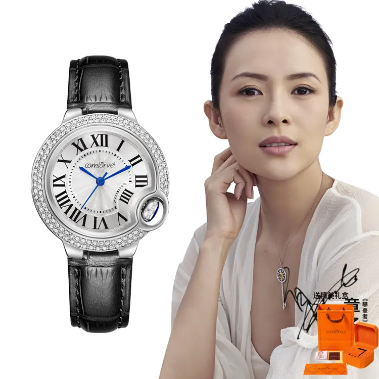 COMLORVEI/康洛薇轻奢女士腕表经典气质手表带钻防水女表石英表