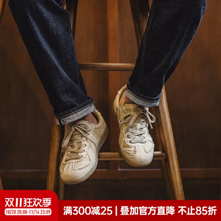 马登荒漠沙丘复古德训鞋秋男士帆布鞋男款秋季休闲运动软底板鞋