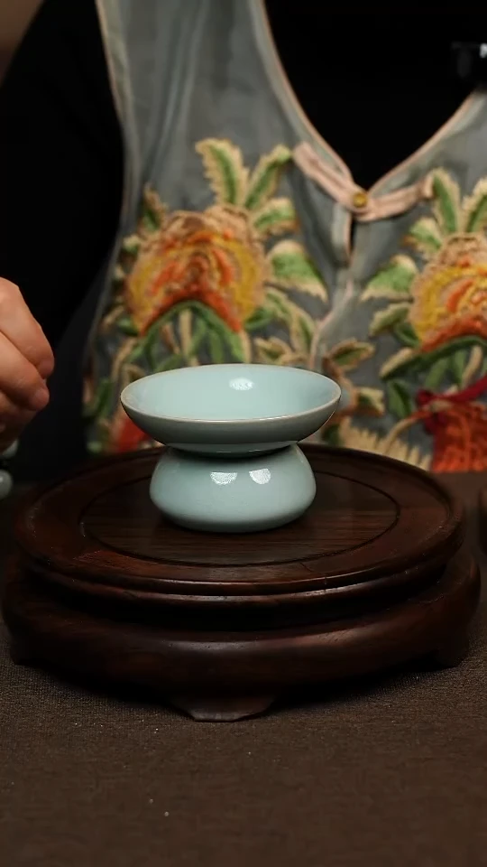 瓷片天青色斗笠茶漏微瑕不带礼盒