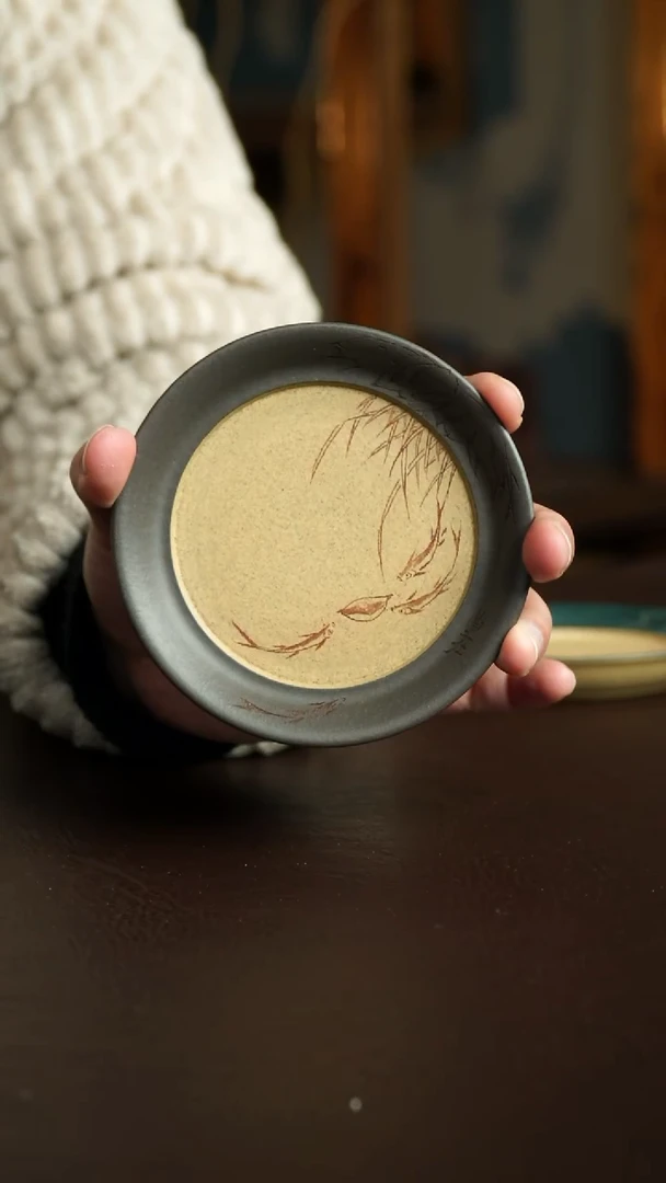 茶杯紫砂62号  李建军老师 游鱼戏莲壶承杯垫