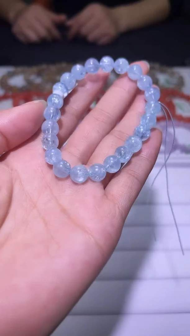 1海蓝宝石（处理）J026-8mm海蓝宝单圈-多样性发其一