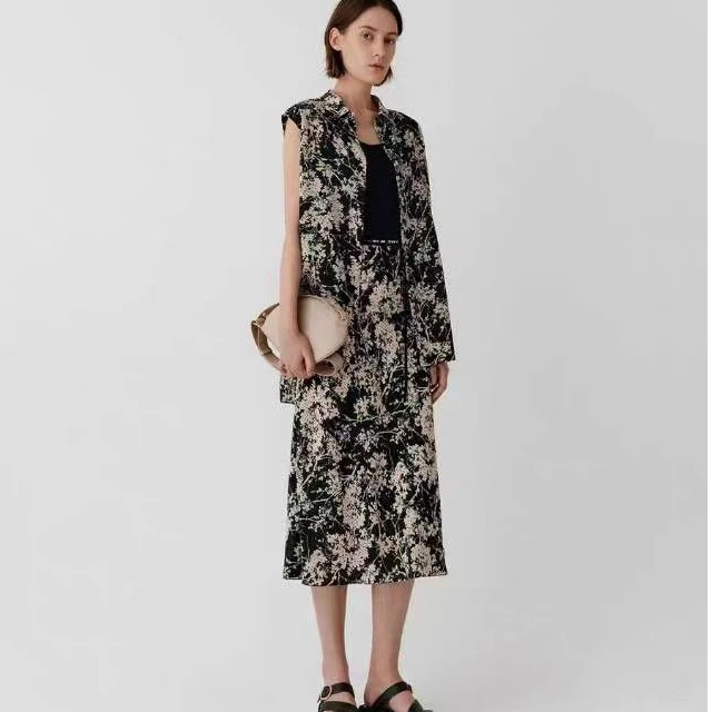 18姆米桑蚕丝数码印花无袖上衣夏季